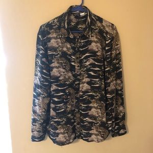 H&M Tiger Print Button Down